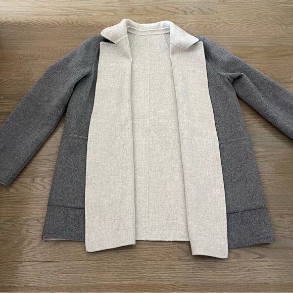 Theory Cashmere Wool Sileena Winsome Reversible Coat Gray Jacket Size Large - Picture 2 of 12